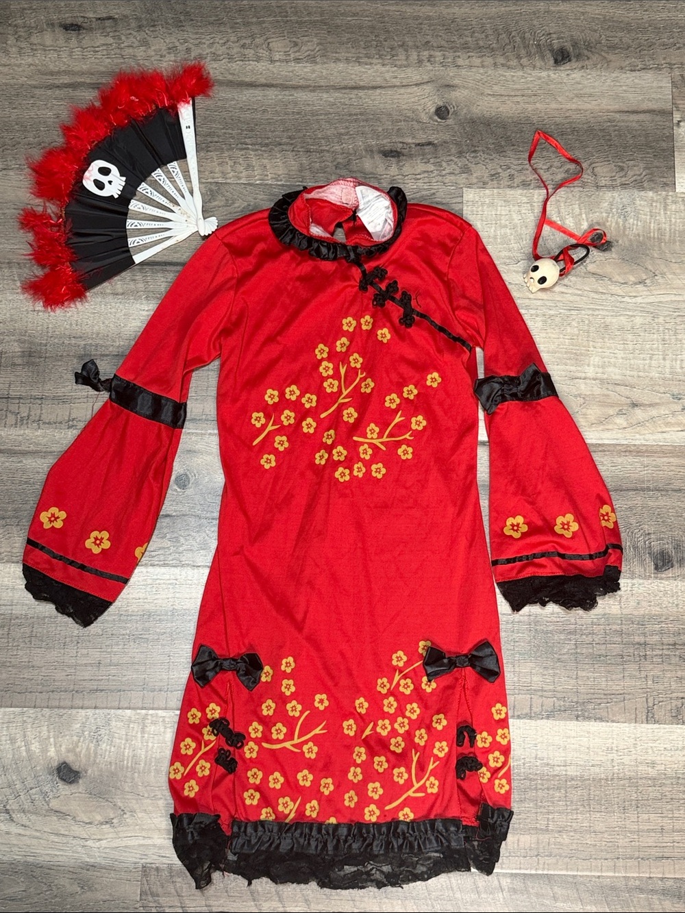 Red Chinese Mandarin-Style Halloween Costume Dress